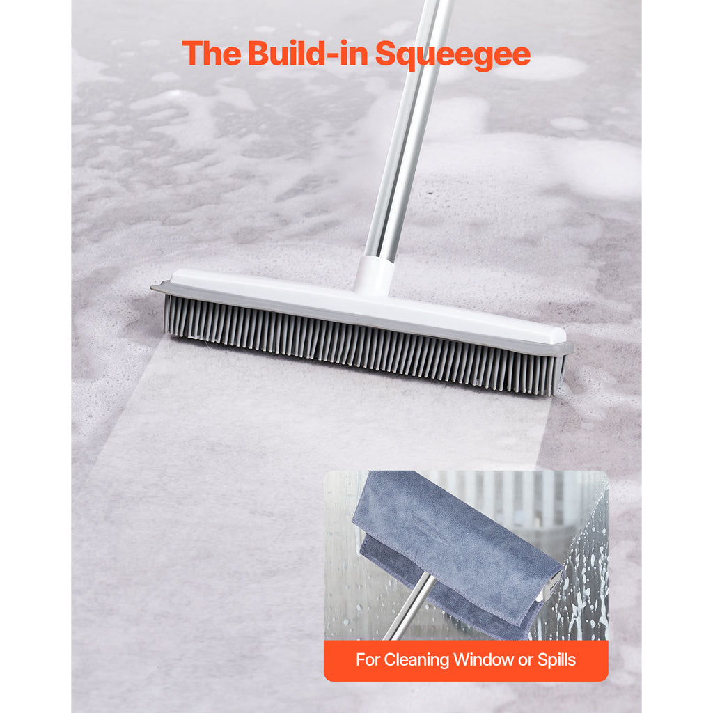 Soleya™ FurForce Rubber Broom — Long Handle Pet Hair Remover