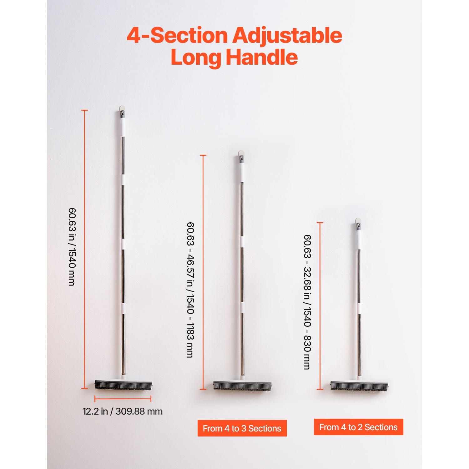 Soleya™ FurForce Rubber Broom — Long Handle Pet Hair Remover